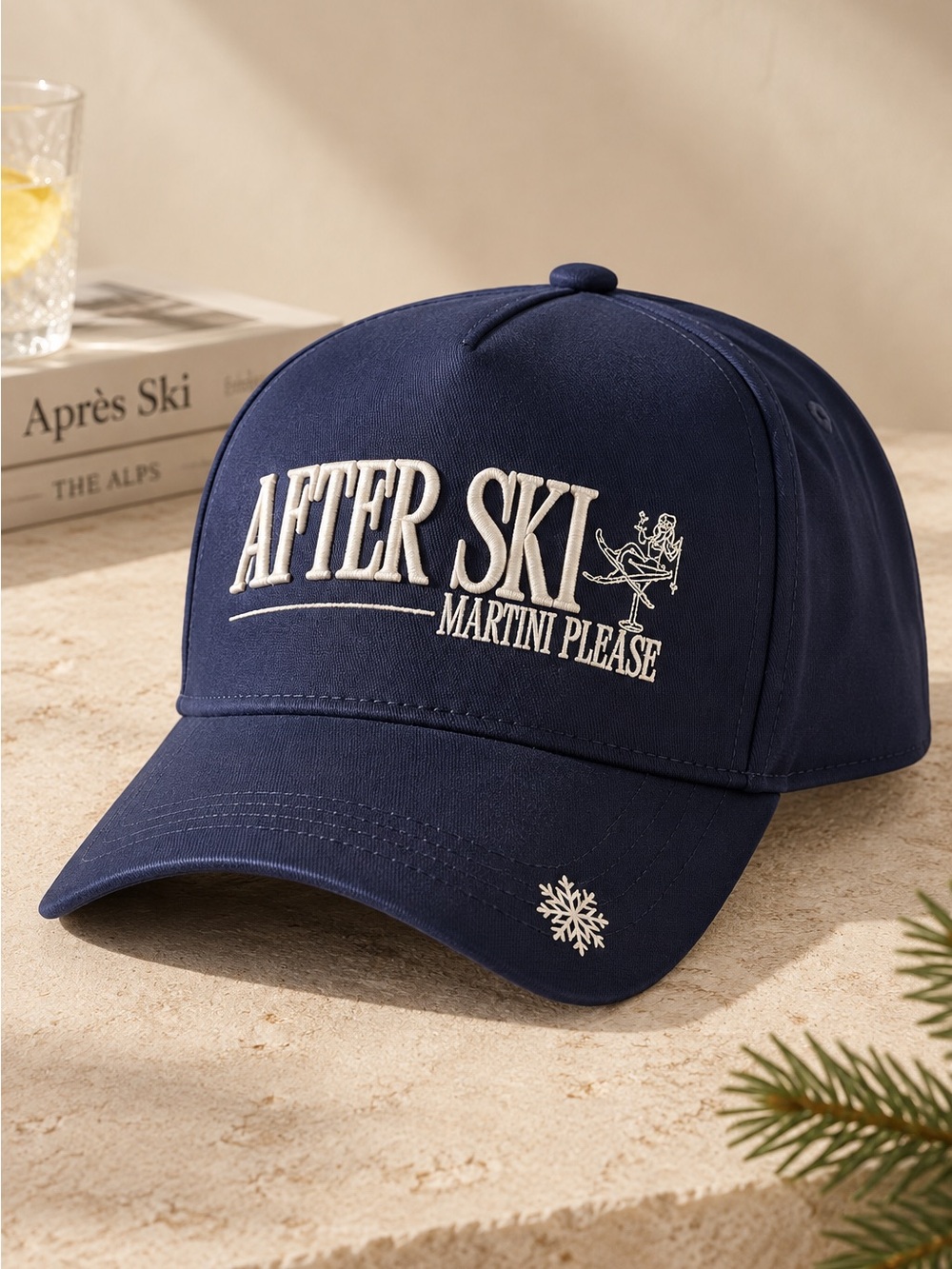 NEW Anthropologie x Kenz Kustomz ‘After Ski Martini Please’ Trucker Hat, Navy